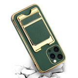 Reiko iPhone 13 Pro Leather Case with Card Holder in Green | MaxStrata