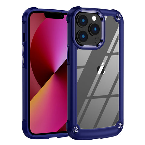 Reiko High Quality Clean PC, TPU & Metal Bumper Case for iPhone 13 Pro in Black