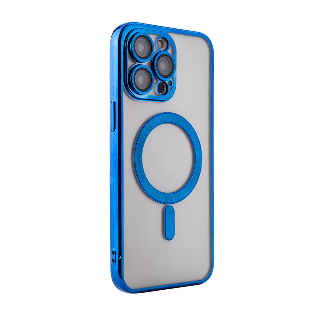 Reiko Magnetic Wireless Charging TPU Bumper Case for iPhone 14 Pro Max in Blue