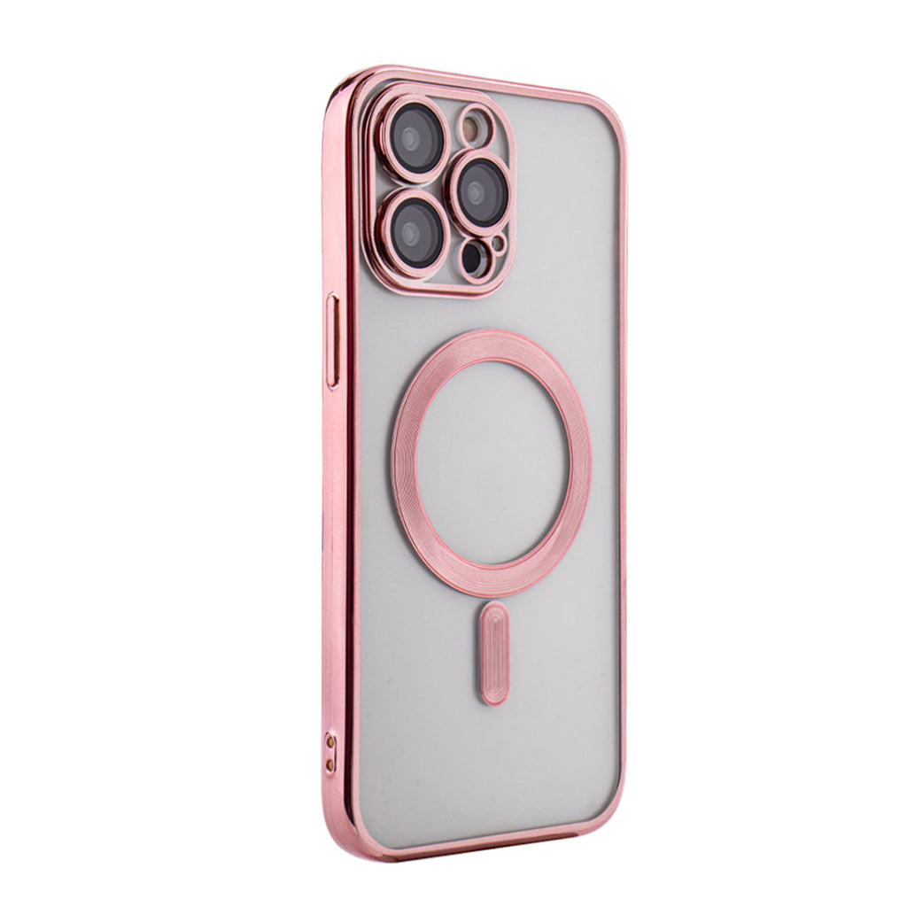 Reiko Magnetic Wireless Charging TPU Bumper Case for iPhone 14 Pro Max in Pink