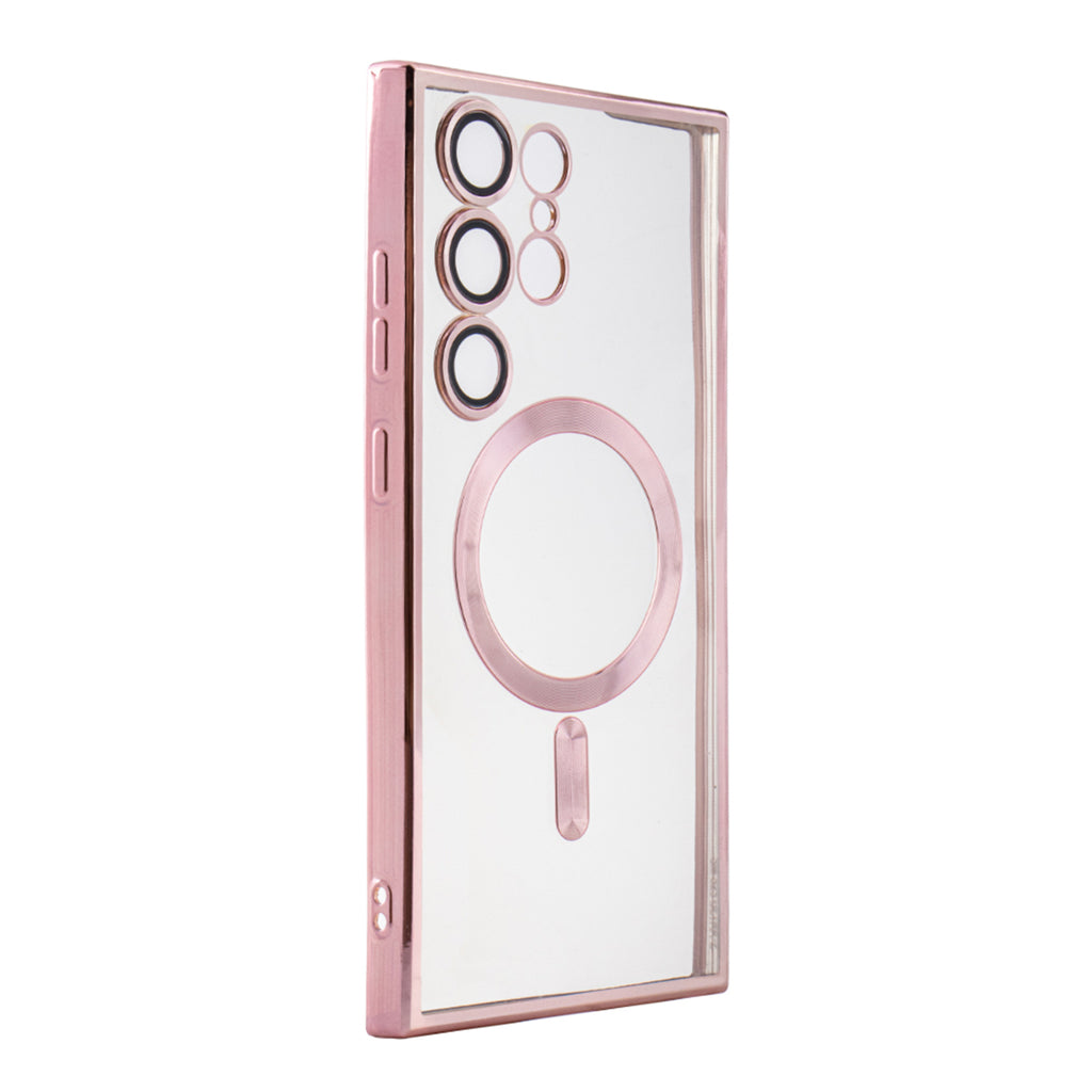 Reiko Magnetic Wireless Charging TPU Bumper Case for Galaxy S23 Ultra in Pink | MaxStrata
