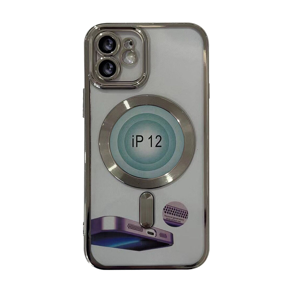 Reiko Magnetic Wireless Charging TPU Bumper Case for iPhone 14 Plus in Silver