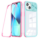 Reiko iPhone 14 Protective Slide Camera Lens Case in Blue