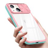 Reiko Full Protection with Phone Protective Film Slide Camera Lens Phone Case for iPhone 14 Plus in Pink | MaxStrata