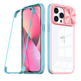 Reiko Full Protection with Phone Protective Film Slide Camera Lens Phone Case for iPhone 14 Pro in Pink