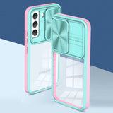 Reiko Full Protection with Phone Protective Film Slide Camera Lens Phone Case for Samsung Galaxy S 22 in Blue | MaxStrata