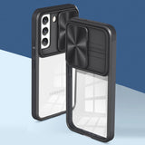 Reiko Full Protection with Phone Protective Film Slide Camera Lens Phone Case for Samsung Galaxy S 22 Plus in Black | MaxStrata