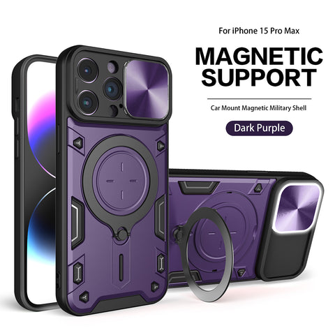 Reiko TPU PC Shockproof Magnetic Phone Case with Ring Holder for iPhone 15 Pro Max in Purple | MaxStrata