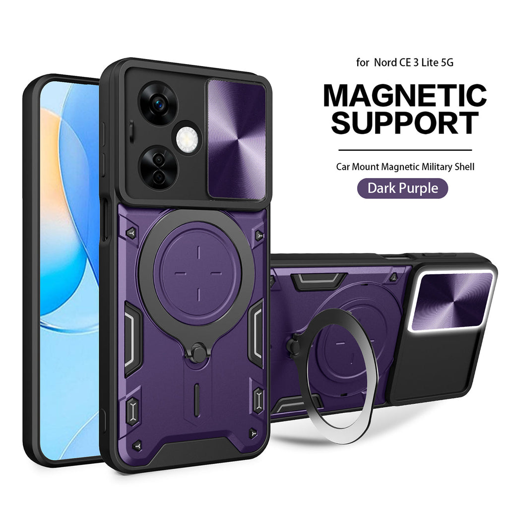 Reiko TPU PC Shockproof Magnetic Phone Case with Free Adjustment Ring Holder for Oneplus Nord N30 5G in Purple