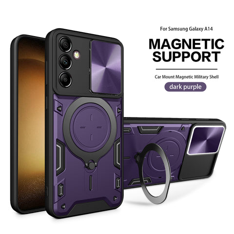 Reiko TPU PC Shockproof Magnetic Phone Case with Ring Holder for Samsung Galaxy A14 5G in Purple | MaxStrata