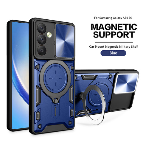 Reiko TPU PC Shockproof Magnetic Phone Case with Ring Holder for Samsung Galaxy A54 5G in Blue | MaxStrata
