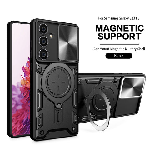 Reiko TPU PC Shockproof Magnetic Phone Case for Samsung Galaxy S23 Fe in Black