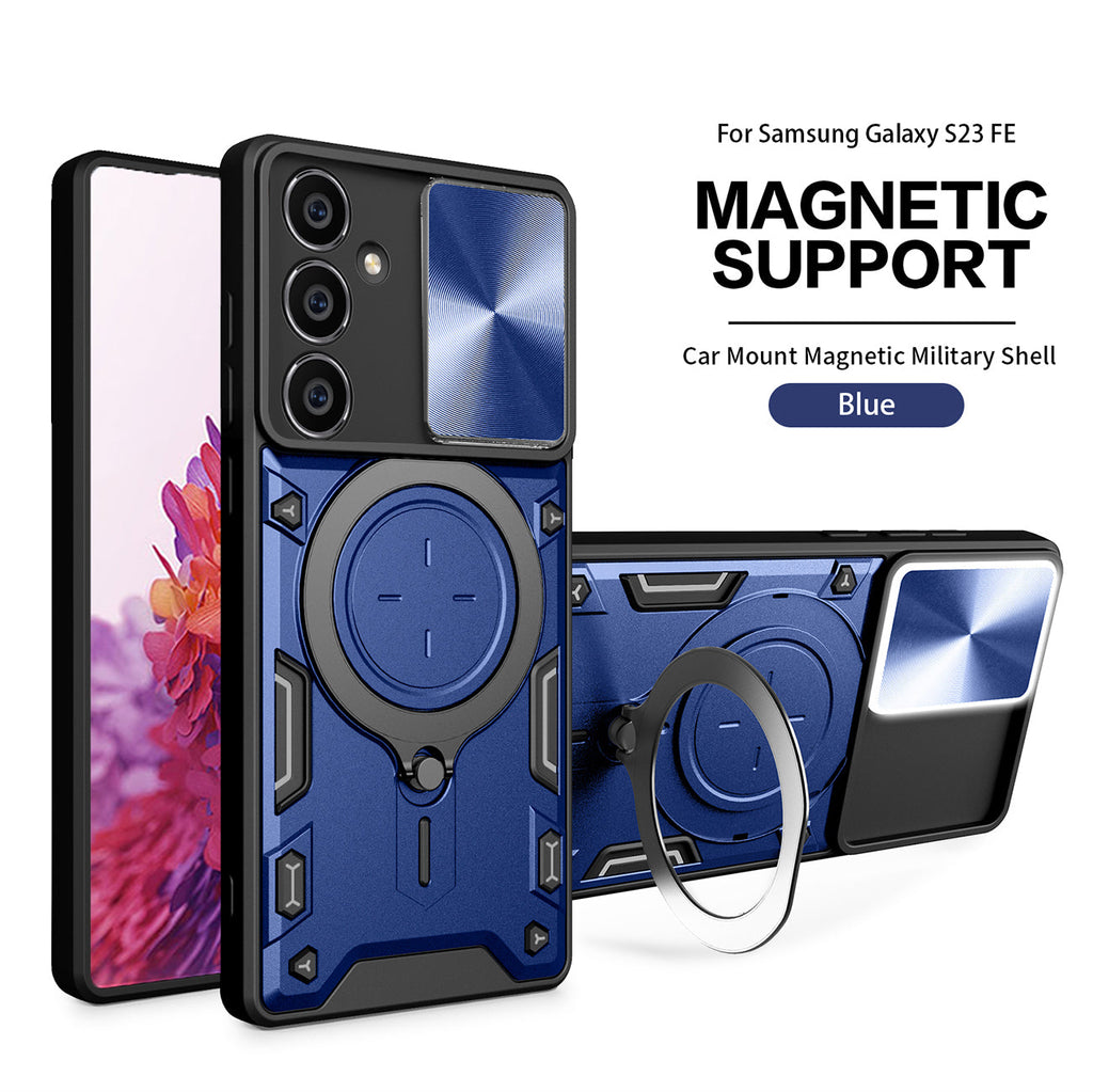 Reiko TPU PC Shockproof Magnetic Phone Case for Samsung Galaxy S23 Fe in Blue