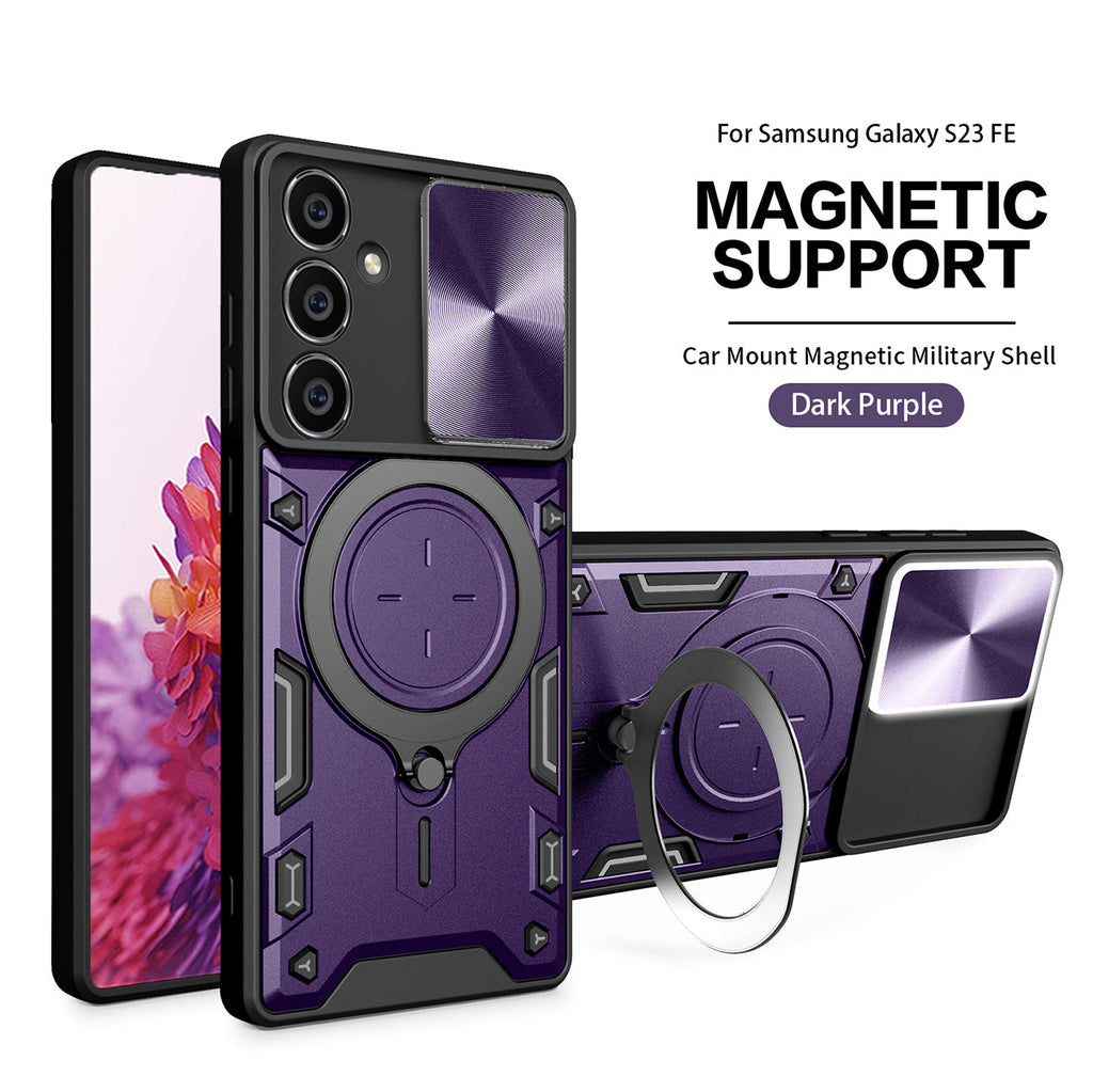 Reiko TPU PC Shockproof Magnetic Phone Case for Samsung Galaxy S23 Fe in Purple