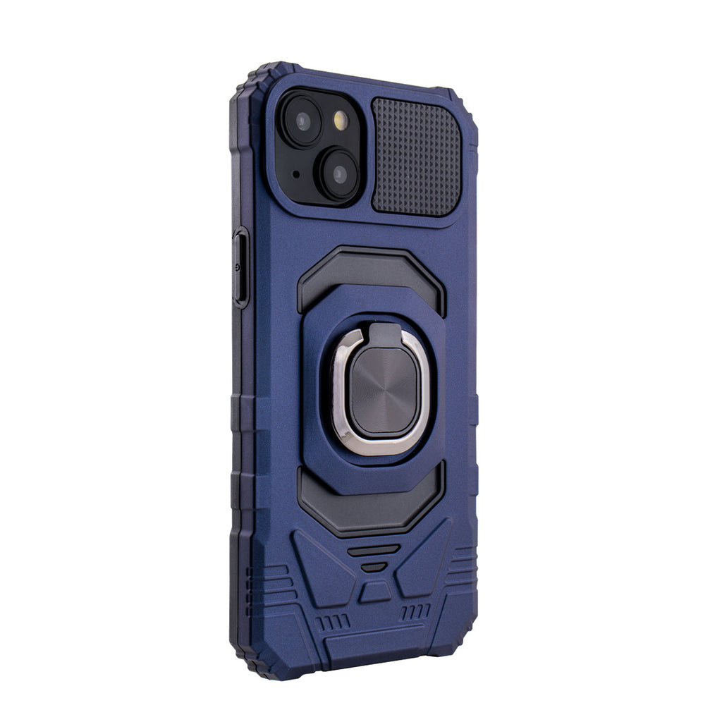 Reiko Kickstand Ring Holder TPU Shockproof Case for iPhone 15 Plus in Blue
