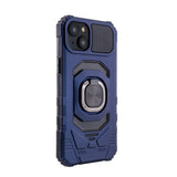 Reiko Kickstand Ring Holder TPU Shockproof Case for iPhone 15 Plus in Blue