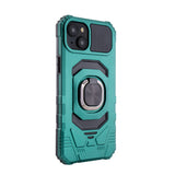 Reiko Kickstand Ring Holder TPU Shockproof Case for iPhone 15 Plus in Green