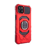 Reiko Kickstand Ring Holder TPU Shockproof Case for iPhone 15 Plus in Red