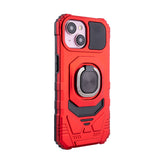 Reiko Kickstand Ring Holder TPU Shockproof Case for iPhone 15 in Red