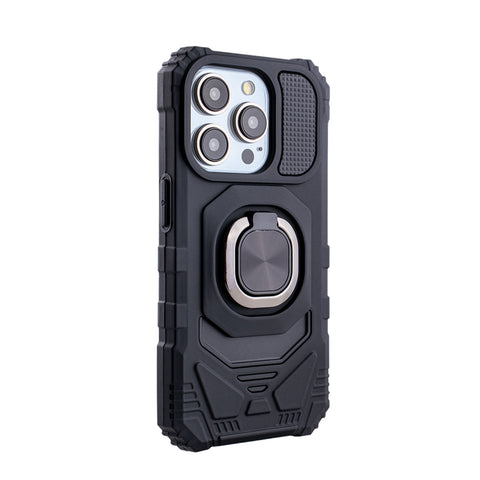 Reiko Kickstand Ring Holder TPU Shockproof Case for iPhone 15  Pro in Black