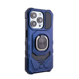 Reiko Kickstand Ring Holder TPU Shockproof Case for iPhone 15 Pro in Blue