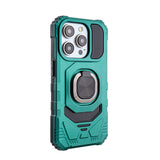 Reiko Kickstand Ring Holder TPU Shockproof Case for iPhone 15 Pro in Green