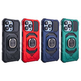 Reiko Kickstand Ring Holder TPU Shockproof Case for iPhone 15 Plus in Green