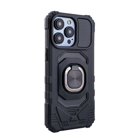 Reiko Kickstand Ring Holder TPU Shockproof Case for iPhone 15  Pro Max in Black