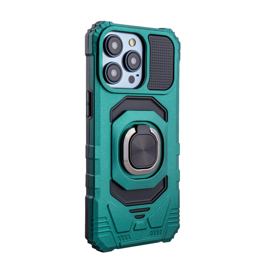 Reiko Kickstand Ring Holder TPU Shockproof Case for iPhone 15  Pro Max in Green