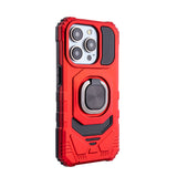 Reiko Kickstand Ring Holder TPU Shockproof Case for iPhone 15 Pro in Red