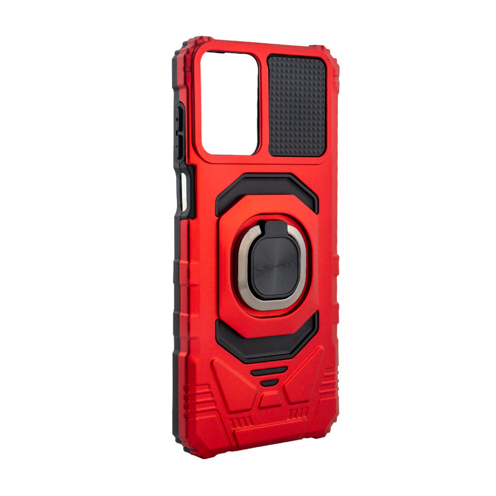 Reiko Kickstand Ring Holder TPU Shockproof Case for Motorola Moto G Play 5G (2024) in Red