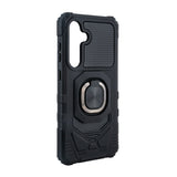 Reiko Kickstand Ring Holder TPU Shockproof Case for Samsung Galaxy S24 Fe in Black