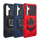 Reiko Kickstand Ring Holder TPU Shockproof Case for Samsung Galaxy S24 Fe in Blue