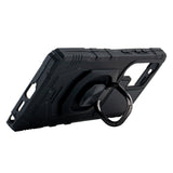Reiko Kickstand Ring Holder TPU Shockproof Case for Samsung Galaxy S25 Ultra in Black