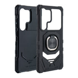 Reiko Kickstand Ring Holder TPU Shockproof Case for Samsung Galaxy S25 Ultra in Black