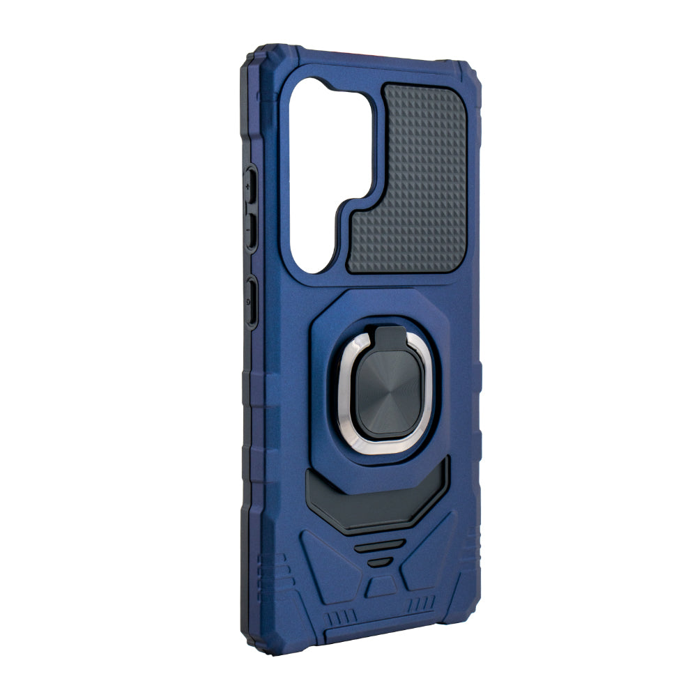 Reiko Kickstand Ring Holder TPU Shockproof Case for Samsung Galaxy S25 Ultra in Blue