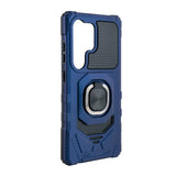 Reiko Kickstand Ring Holder TPU Shockproof Case for Samsung Galaxy S25 Ultra in Blue