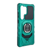 Reiko Kickstand Ring Holder TPU Shockproof Case for Samsung Galaxy S25 Ultra in Green