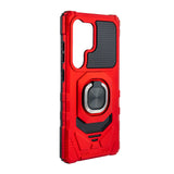 Reiko Kickstand Ring Holder TPU Shockproof Case for Samsung Galaxy S25 Ultra in Red