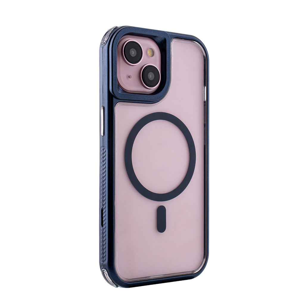 Reiko Heavy Duty 3-in-1 Hybrid Shockproof Anti-Fall Protective Magnetic Case for iPhone 15   in Blue