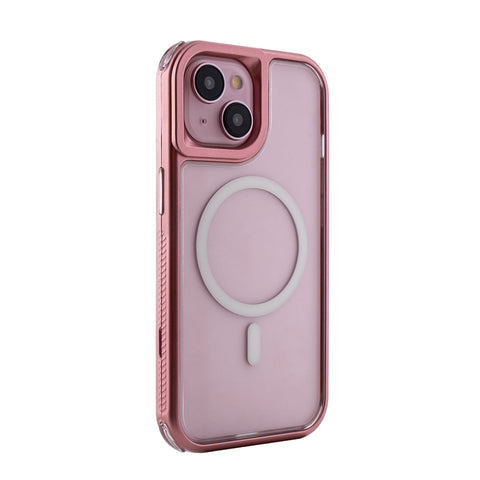 Reiko Heavy Duty 3-in-1 Hybrid Shockproof Anti-Fall Protective Magnetic Case for iPhone 15   in Pink