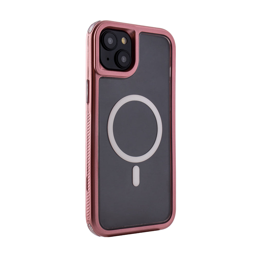 Reiko Heavy Duty 3-in-1 Hybrid Shockproof Anti-Fall Protective Magnetic Case for iPhone 15 Plus in Pink