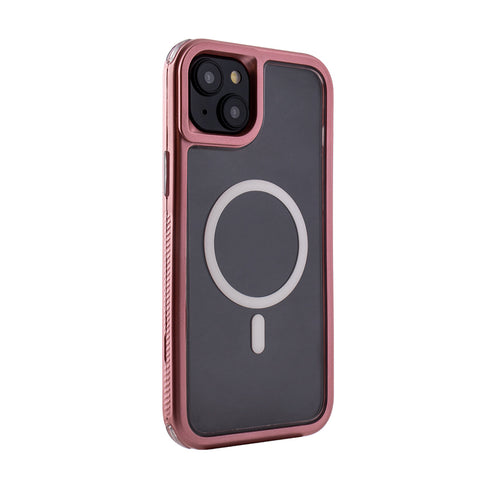 Reiko Heavy Duty 3-in-1 Hybrid Shockproof Anti-Fall Protective Magnetic Case for iPhone 15 Plus in Pink
