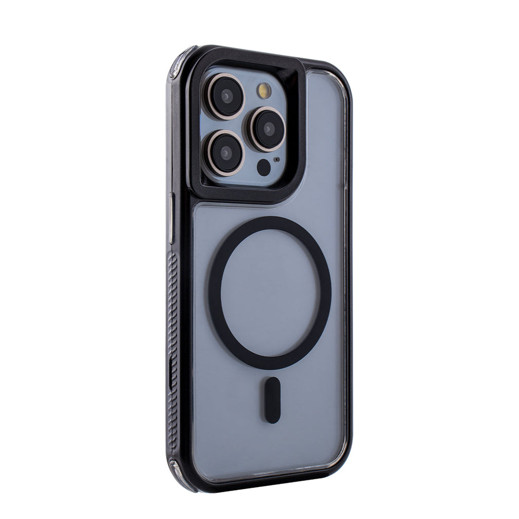 Reiko Heavy Duty 3-in-1 Hybrid Shockproof Anti-Fall Protective Magnetic Case for iPhone 15 Pro in Black