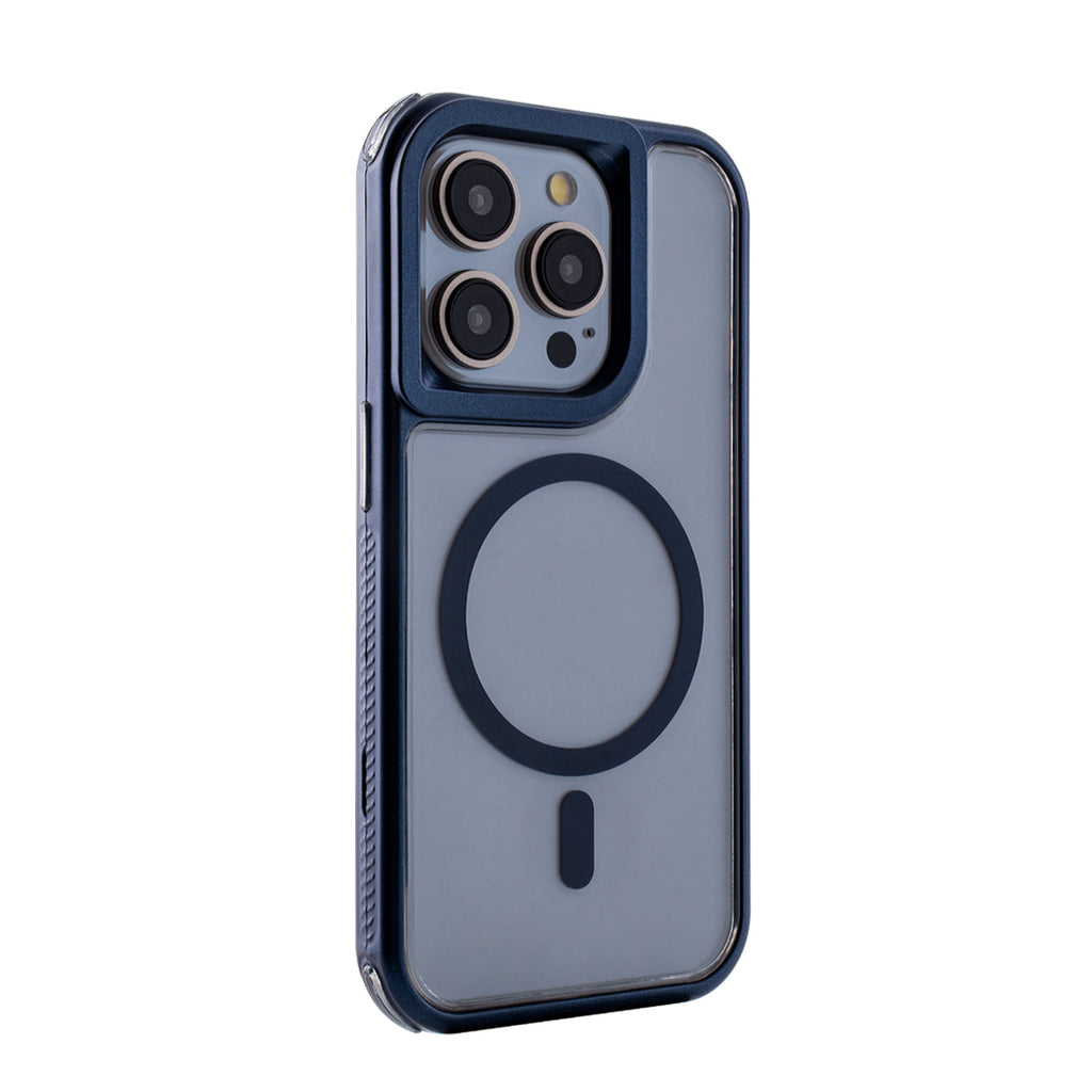 Reiko Heavy Duty 3-in-1 Hybrid Shockproof Anti-Fall Protective Magnetic Case for iPhone 15 Pro in Blue