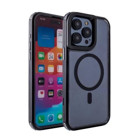 Reiko Heavy Duty 3-in-1 Hybrid Shockproof Anti-Fall Protective Magnetic Case for iPhone 15  Pro Max in Black