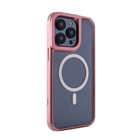 Reiko Heavy Duty 3-in-1 Hybrid Shockproof Anti-Fall Protective Magnetic Case for iPhone 15  Pro Max in Pink