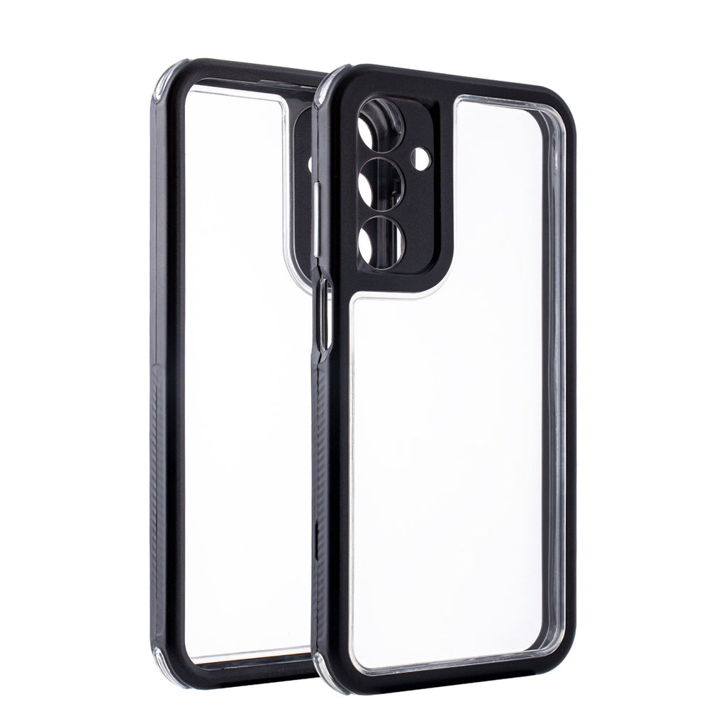 Reiko Heavy Duty Transparent Shockproof Protection 3-in-1 Hybrid Protective Case for Galaxy A25 5G in Black
