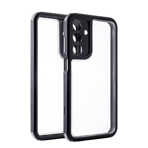 Reiko Heavy Duty Transparent Shockproof Protection 3-in-1 Hybrid Protective Case for Galaxy A25 5G in Black