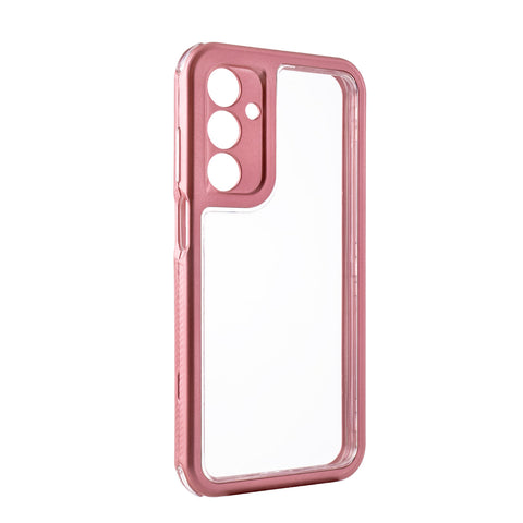 Reiko Heavy Duty Transparent Shockproof Protection 3-in-1 Hybrid Protective Case for Galaxy A25 5G in Pink